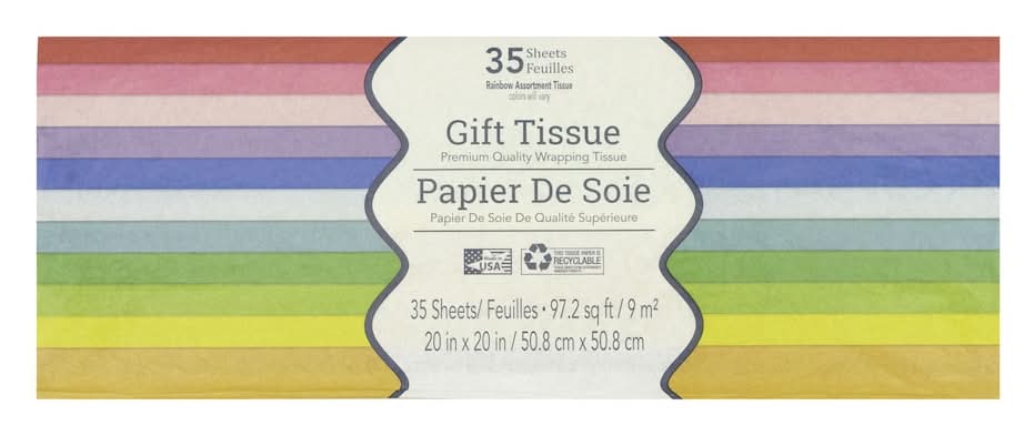 Rainbow Solid Color Tissue Paper, 20x20 in, Assorted (35 ct)