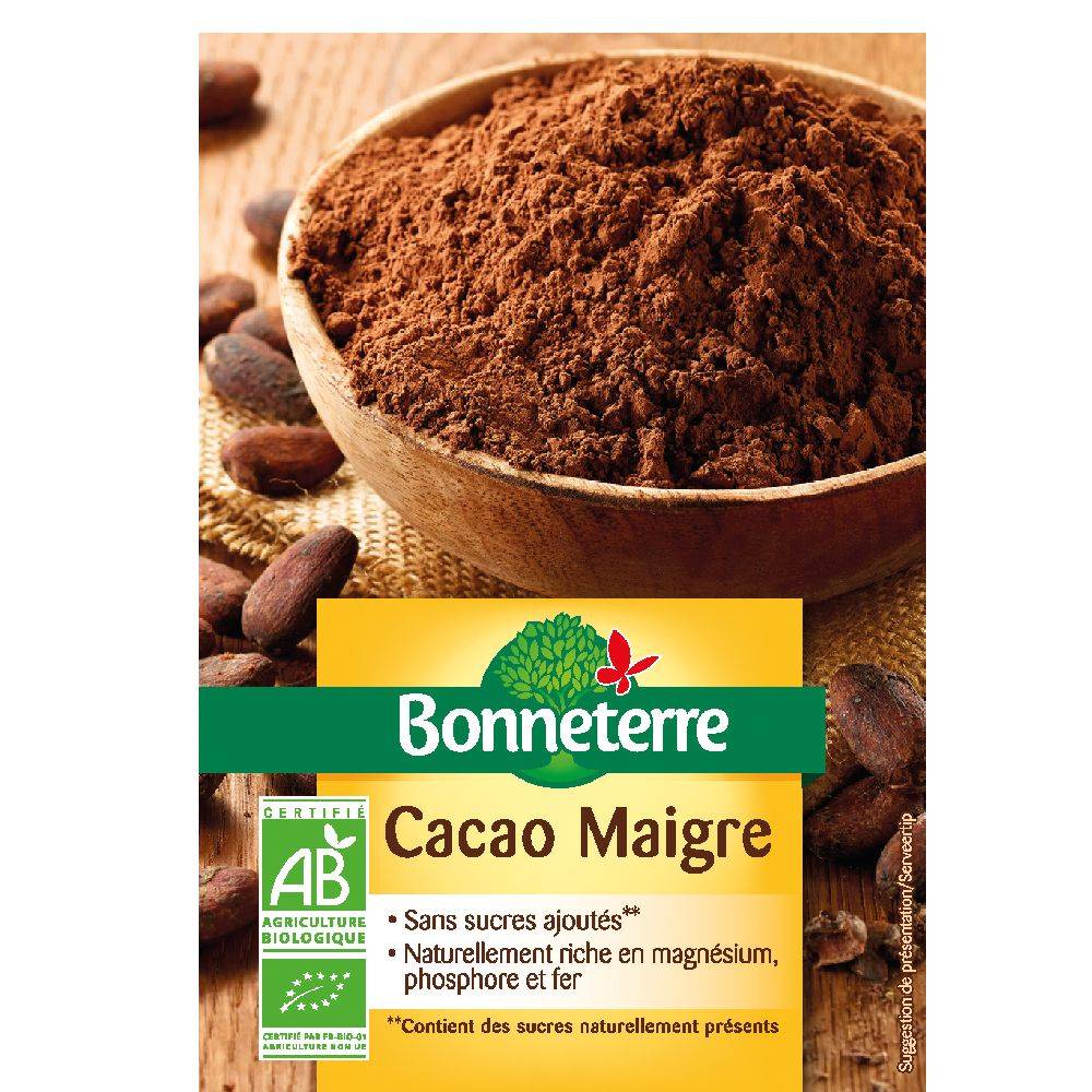 Bonneterre - Cacao maigre sans sucre ajoutés (250 g)