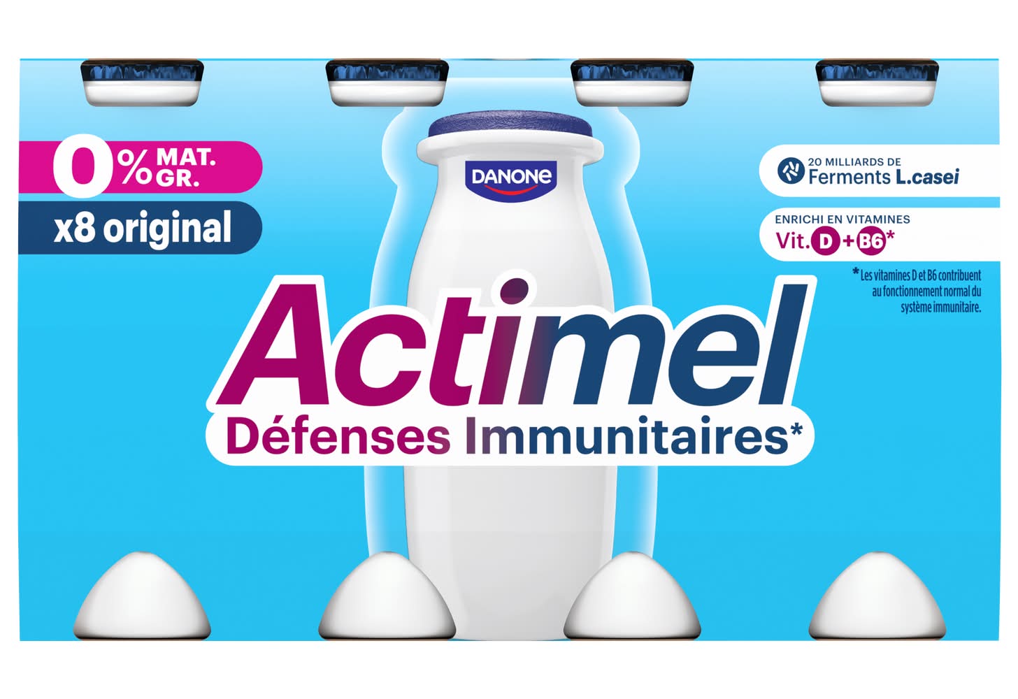 Actimel - Défenses immunitaires yaourt à boire nature 0% mg (8 x 100g)