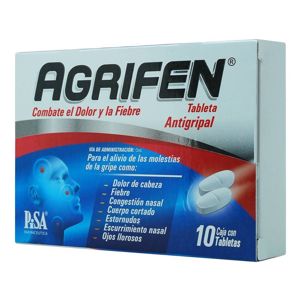 Pisa agrifen paracetamol, cafeína tabletas 500 mg/50 mg (10 piezas)
