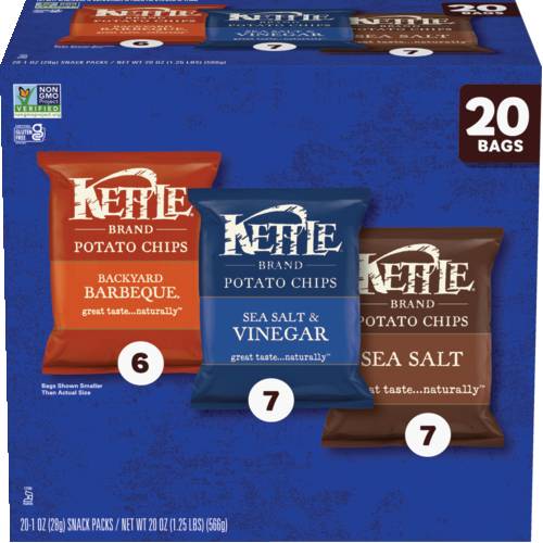Kettle Sea Salt & Vinegar BBQ And Sea Salt Kettle Potato Chips 20 Snack Pack