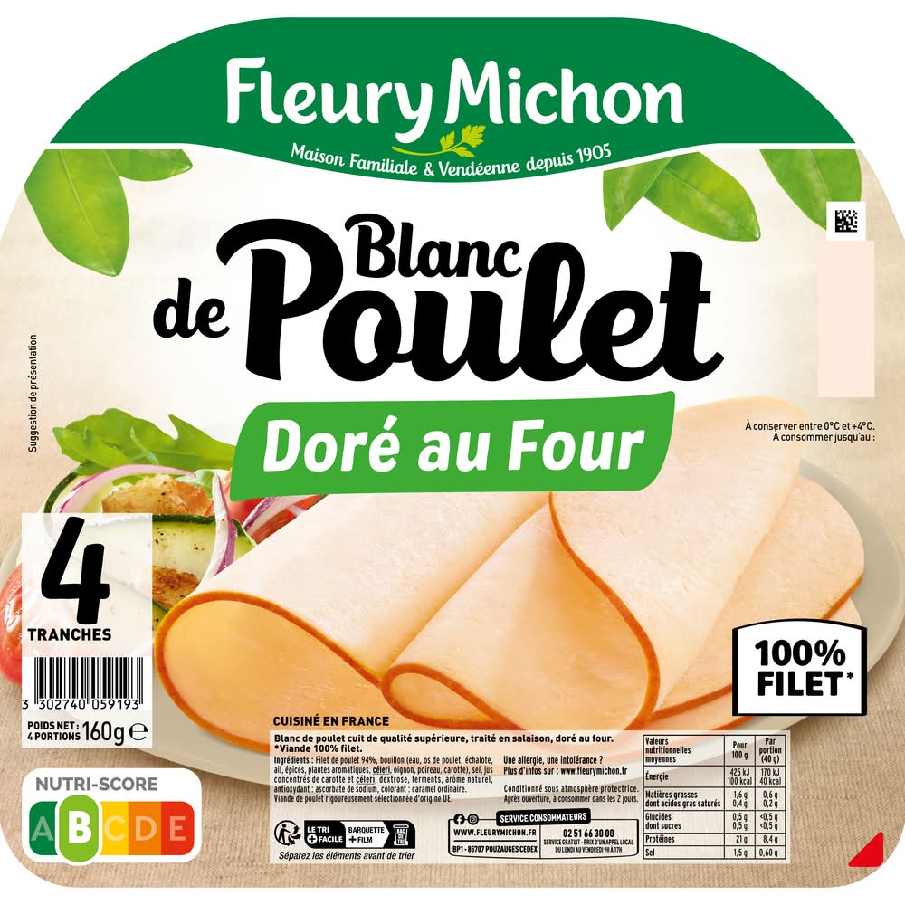 Fleury Michon - Blanc de poulet doré au four (4)