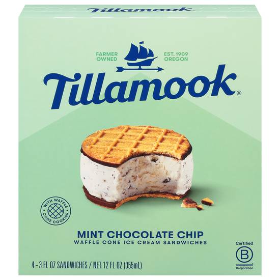 Tillamook Ice Cream Sandwiches (mint chocolate chip)
