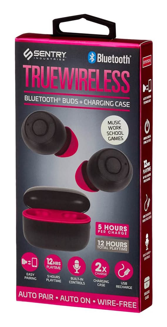 Sentry True Wireless Bluetooth Buds With Charging Case Assorted