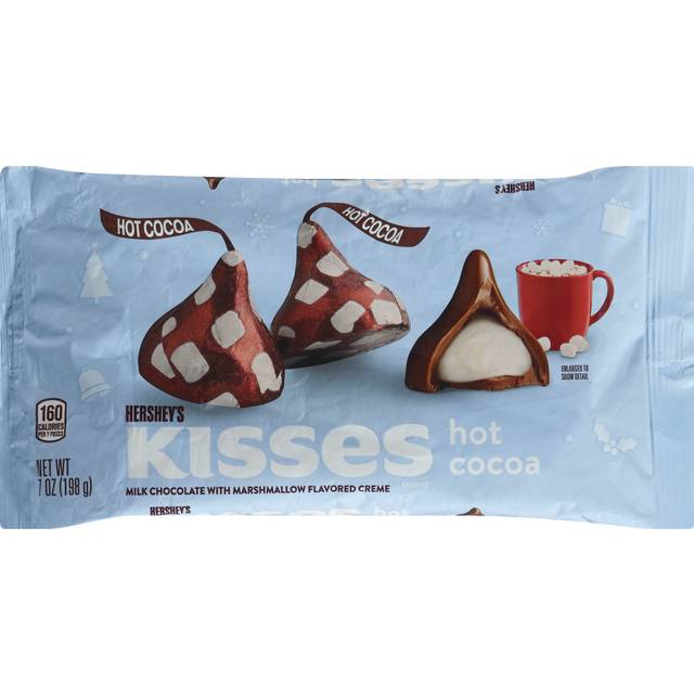 Hershey's Kisses Hot Cocoa Flavored Milk Chocolate, Christmas Candy Bag, 9 oz