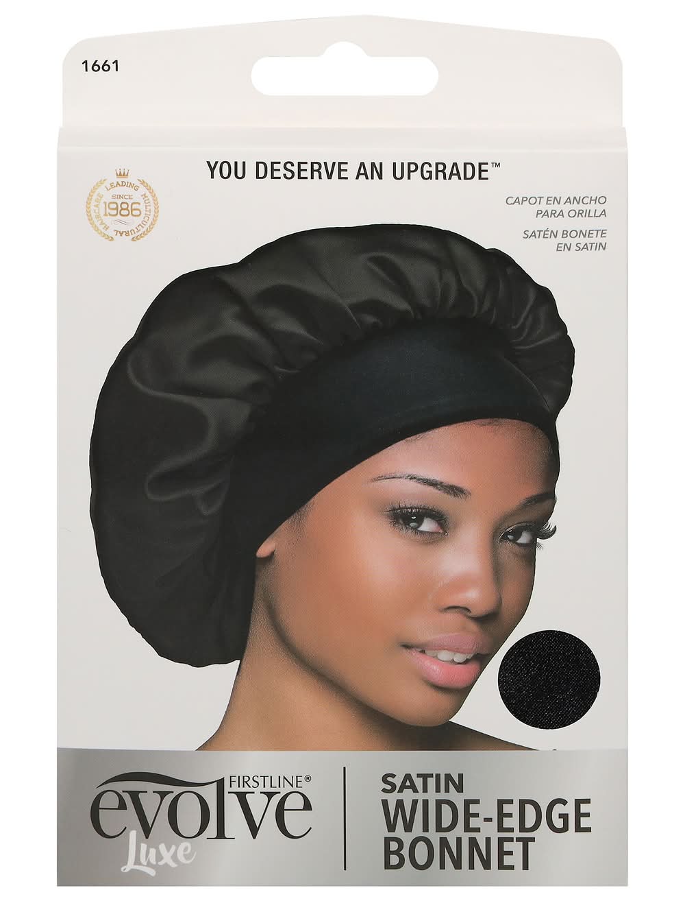 Evolve Satin Wide Edge Bonnet, Black