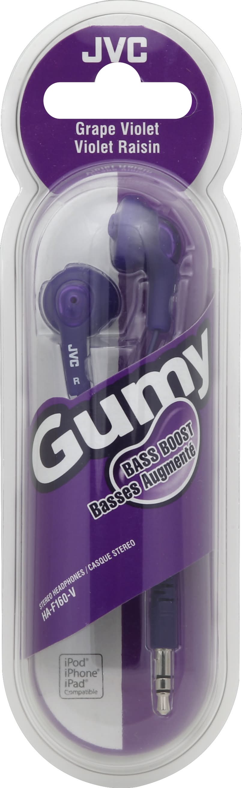 JVC Gumy Bass Boost Headphones, Grape Violet