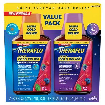 Theraflu Day and Night Severe Cold and Cough Syrup, Berry (8.3 oz)