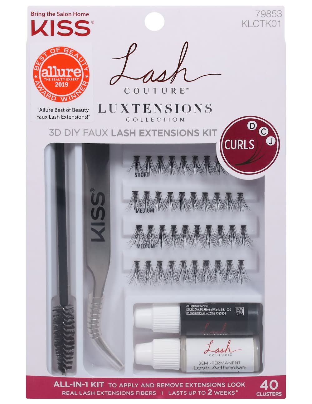 KISS Lash Couture Luxtensions Collection Lash Extensions Kit, S-M (0.14 oz, 44 ct)