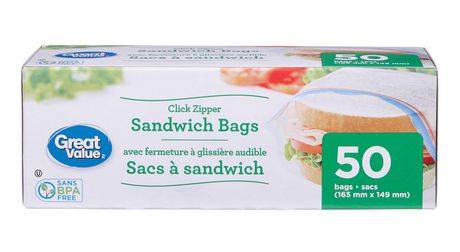 Great Value Zipper Sandwich Bags (50 bags, 165 x 149 mm)