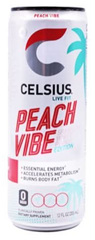 Celsius Peach Vibe 12oz Can