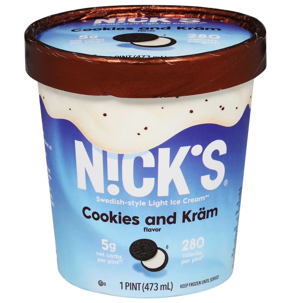 Nick's Swedish-Style Light Ice Cream, Cookies-Kram (16.6 oz)