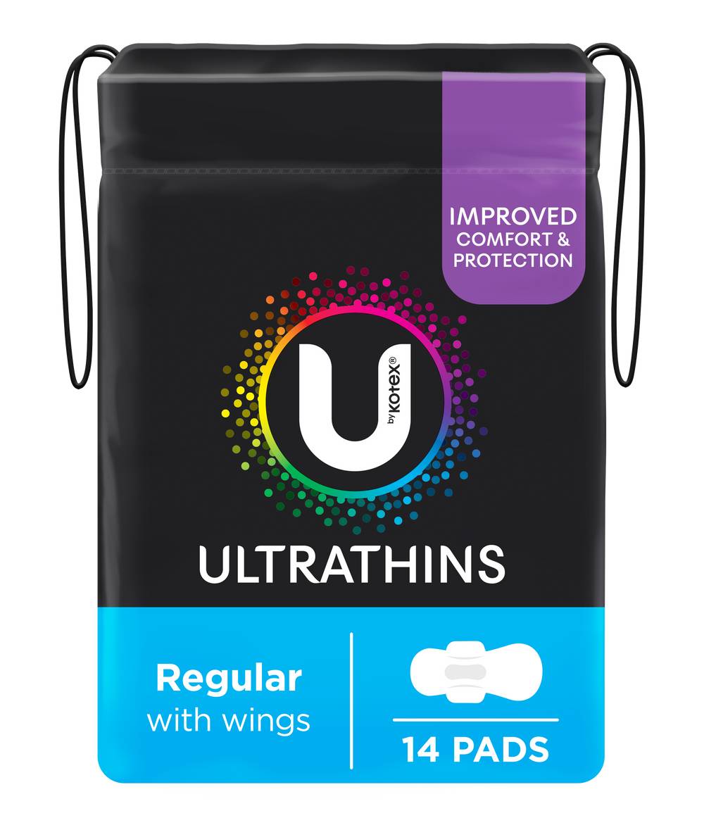 U by Kotex Regular Ultrathin With Wings Pads (14 pack)
