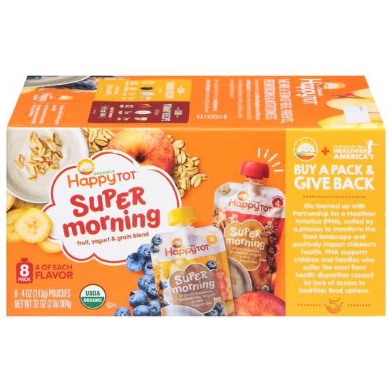 Happy Tot Organics Stage 4 Super Morning Baby Food (8 ct ) (assorted)