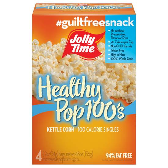 Jolly Time Healthy Pop 100's Kettle Corn Microwave Popcorn (4ct)