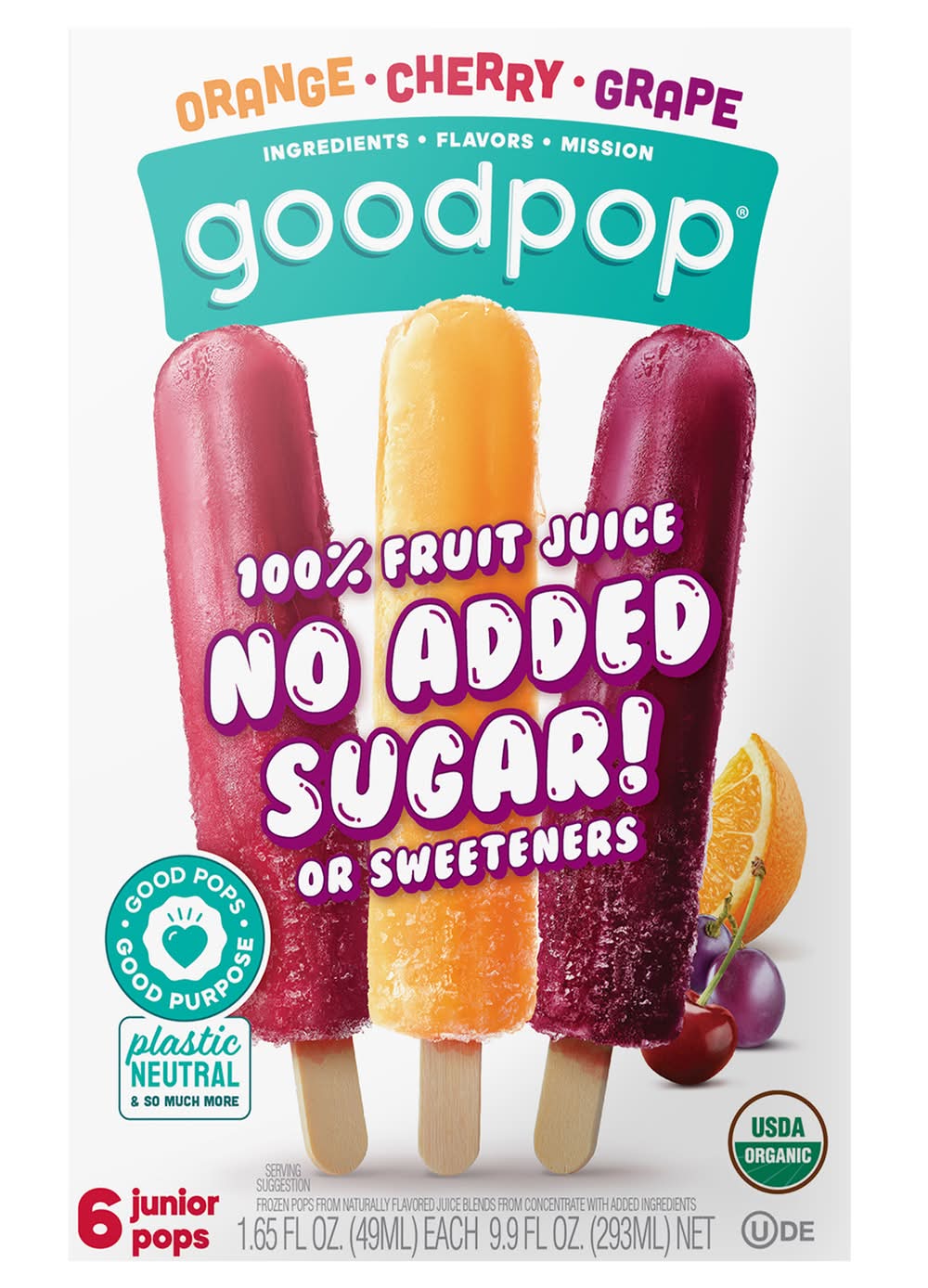GoodPop Junior Pops, Assorted (6 x 1.65 fl oz)