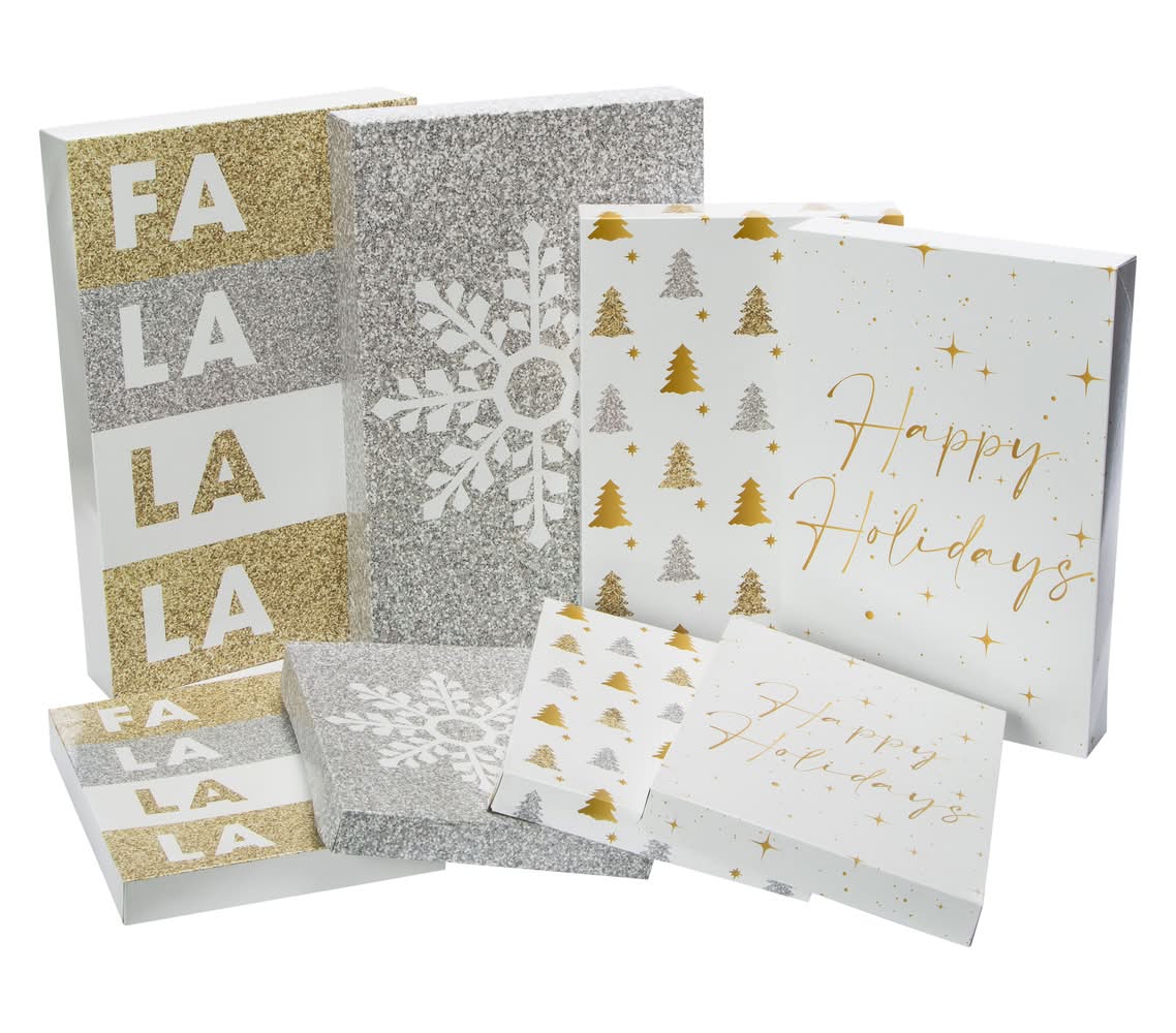 Glitter Christmas Gift Boxes 8-Count