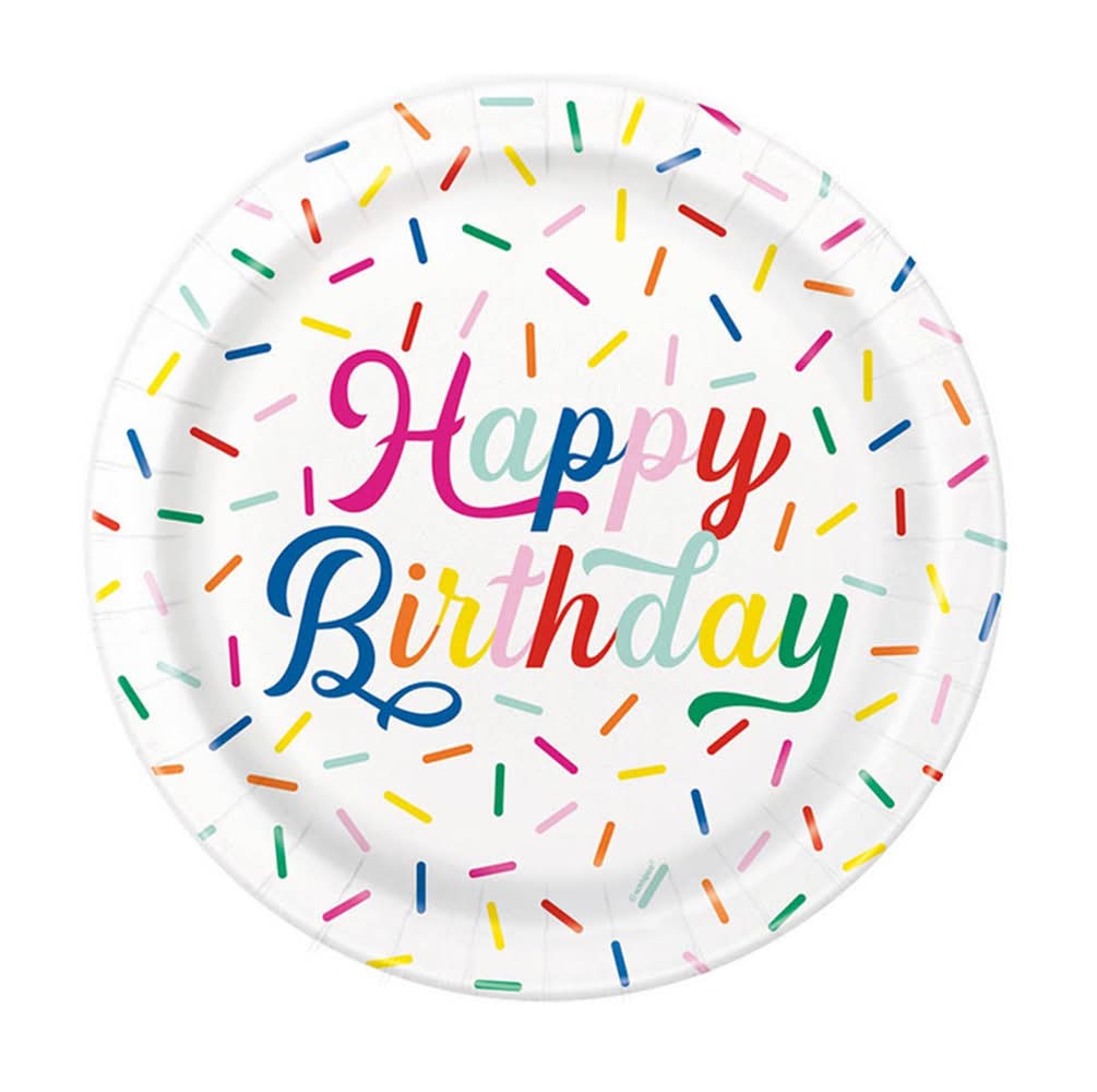 3-2-1 Party Sprinkle Birthday Party Plates, 9 in (8 ct)