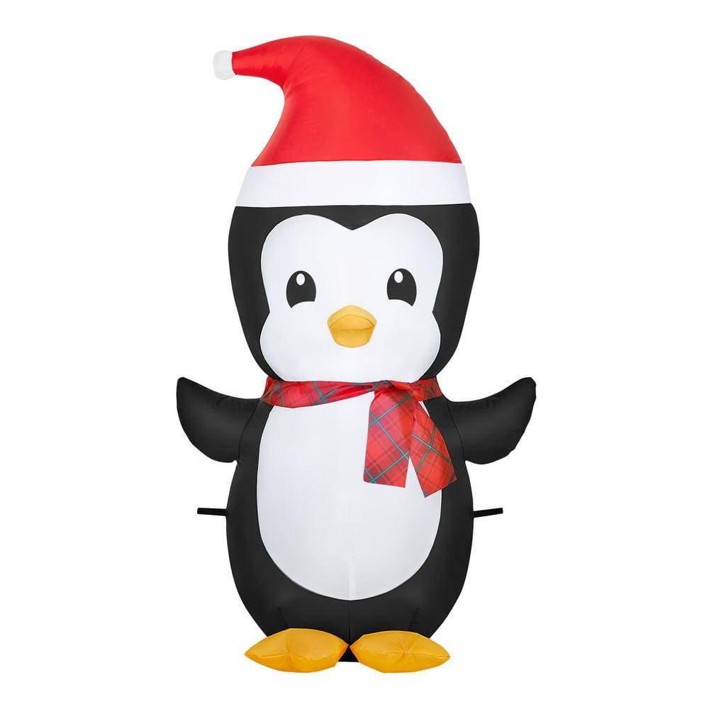 Home Accents Holiday 3.5 Ft. Led Penguin With Santa Hat Christmas Airblown® Inflatable