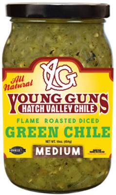 Young Guns Hatch Valley Medium Flame Roasted Green Chile - 16 Oz