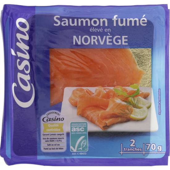 Saumon fumé - Norvège - 2 tranches 70g CASINO