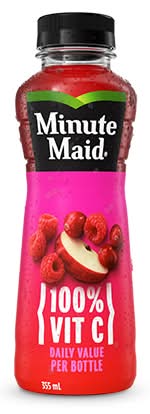 Minute Maid 100% Vit C Juice, Cranberry Apple Raspberry (355 ml)