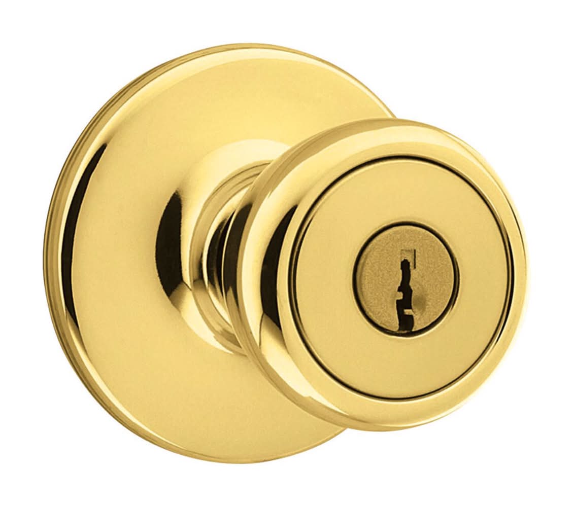 Kwikset Tylo Polished Brass Entry Door Knob 1-3/4 In.
