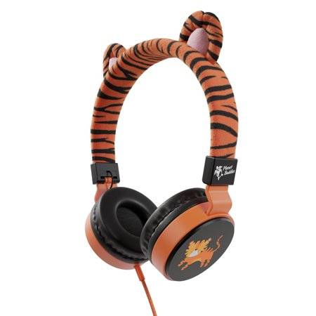 Planet Buddies Kids Furry Wired Headphones 50% Recycled Plastic (Color: Orange)