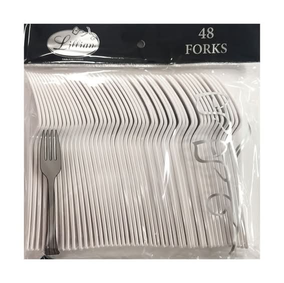 Lillian Tablesettings Fork Bag, Pearl White (48 ct)