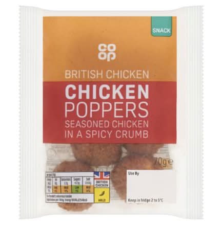Co-op Chicken Poppers Seasoned Chicken in a Spicy Crumb 70g