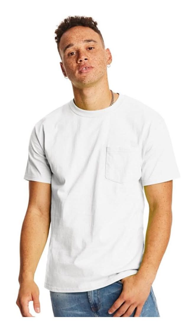 Hanes Men'S Short Sleeve Pocket Tee - White Large