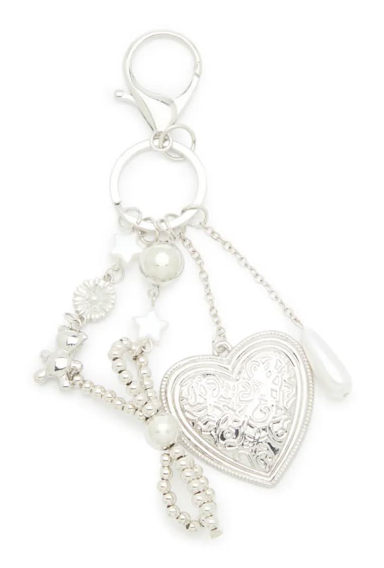 Kelly & Katie Silver Heart Bag Charm (Silver One Size)