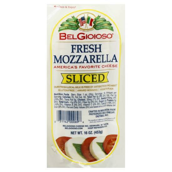 Belgioioso Sliced Fresh Mozzarella Cheese