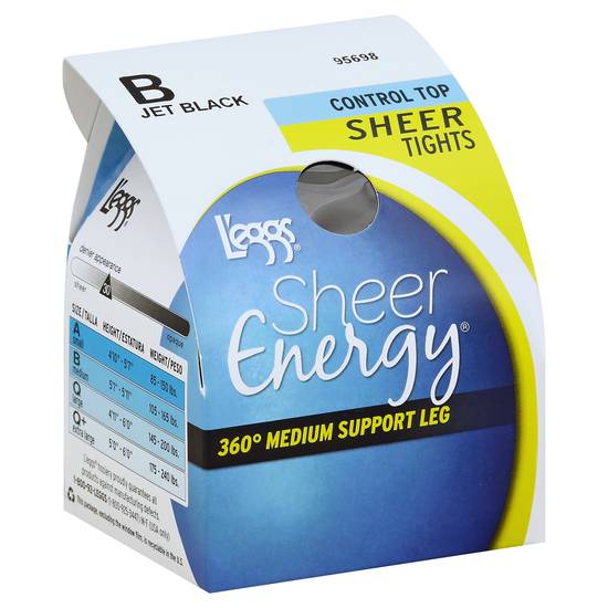 L'eggs Sheer Energy Control Top Tights Jet Black B