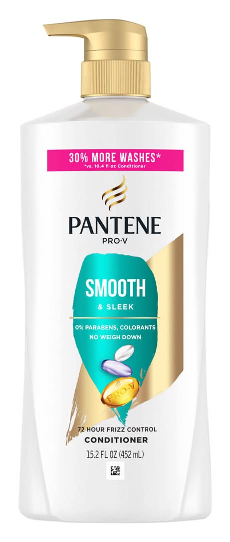 Pantene Conditioner Smooth And Sleek Fights Frizz Safe For Color Treated Hair Paraben Free 15.2 Oz