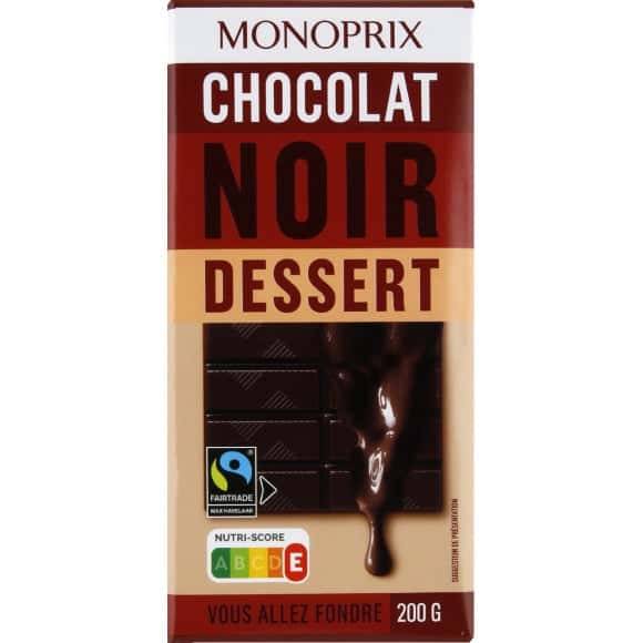 Monoprix Chocolat Noir Dessert La Tablette De 200 G