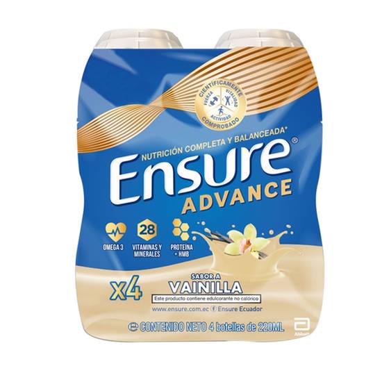 ENSURE ADVANCE BEBIDA VAINILLA *220ML X4