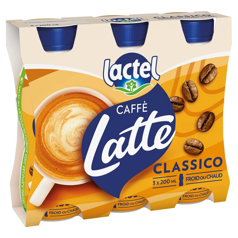 Lactel - Caffè latte classico (3 pièces, 200 ml)