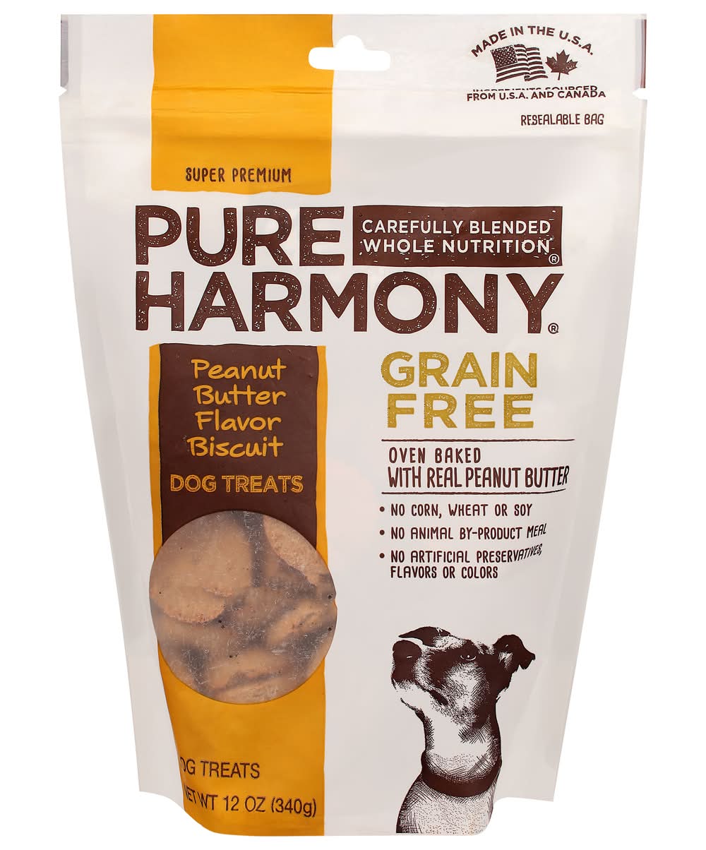 Pure Harmony Grain Free Biscuit Dog Treats, Peanut Butter (12 oz)
