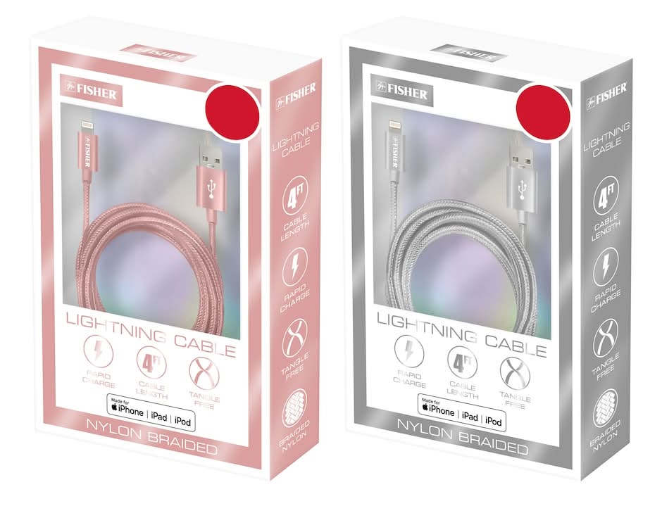 Fisher Nylon Braided Lighting Cable, 4 ft (2 pack)