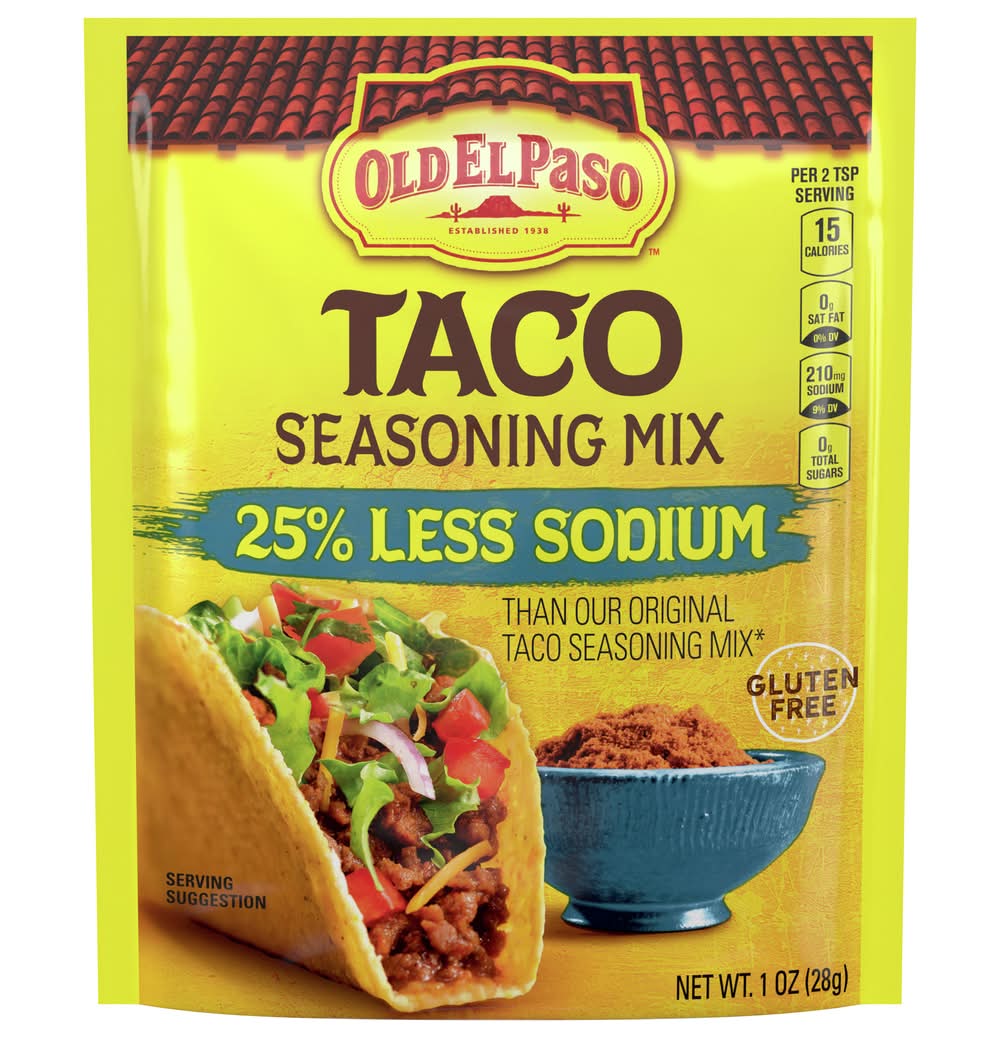 Old El Paso 25 Percent Less Sodium Taco Seasoning Mix (1 oz)