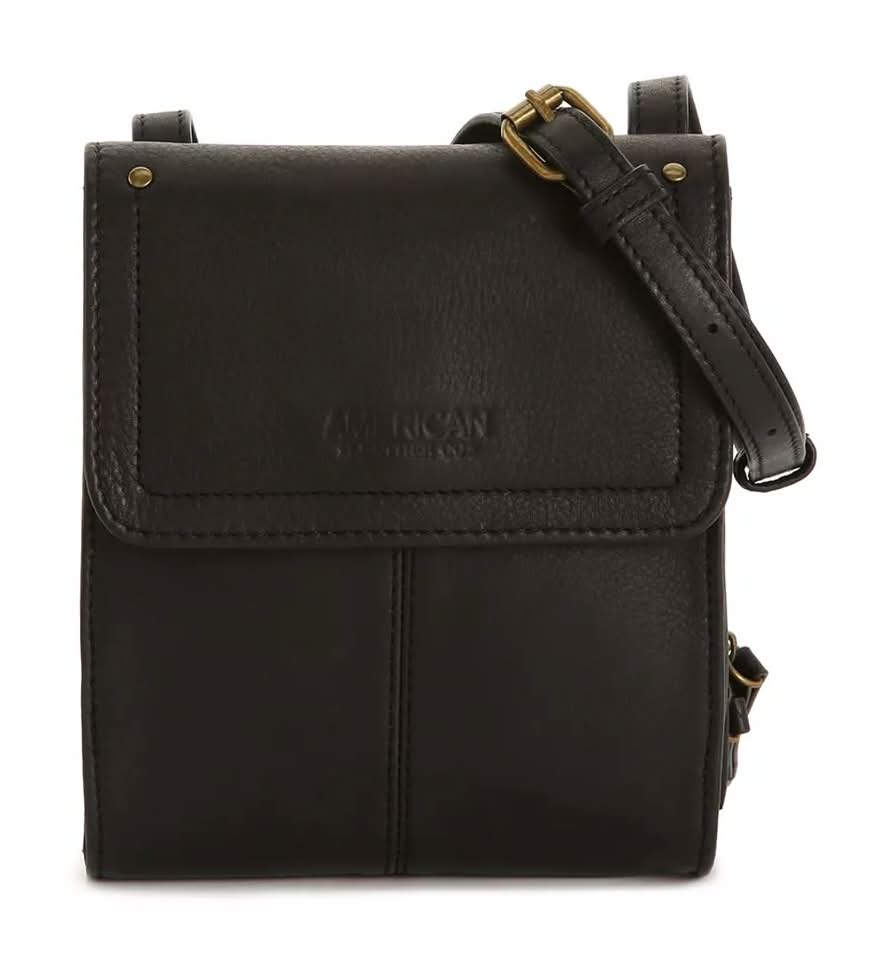 American Leather Co. Leather Crossbody Bag (Black One Size)