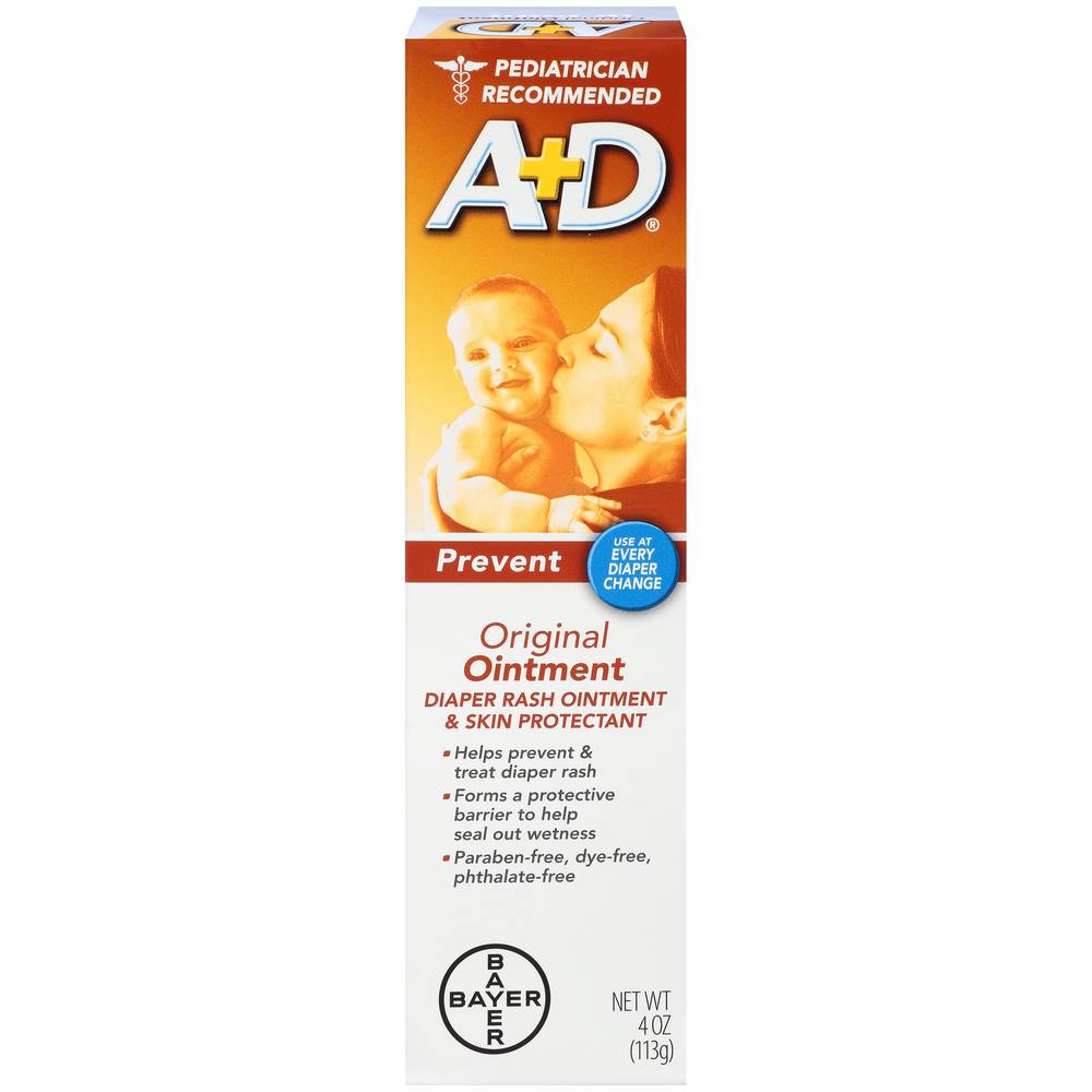 A+D Original Diaper Rash Ointment, Skin Protectant, 4 OZ Tube