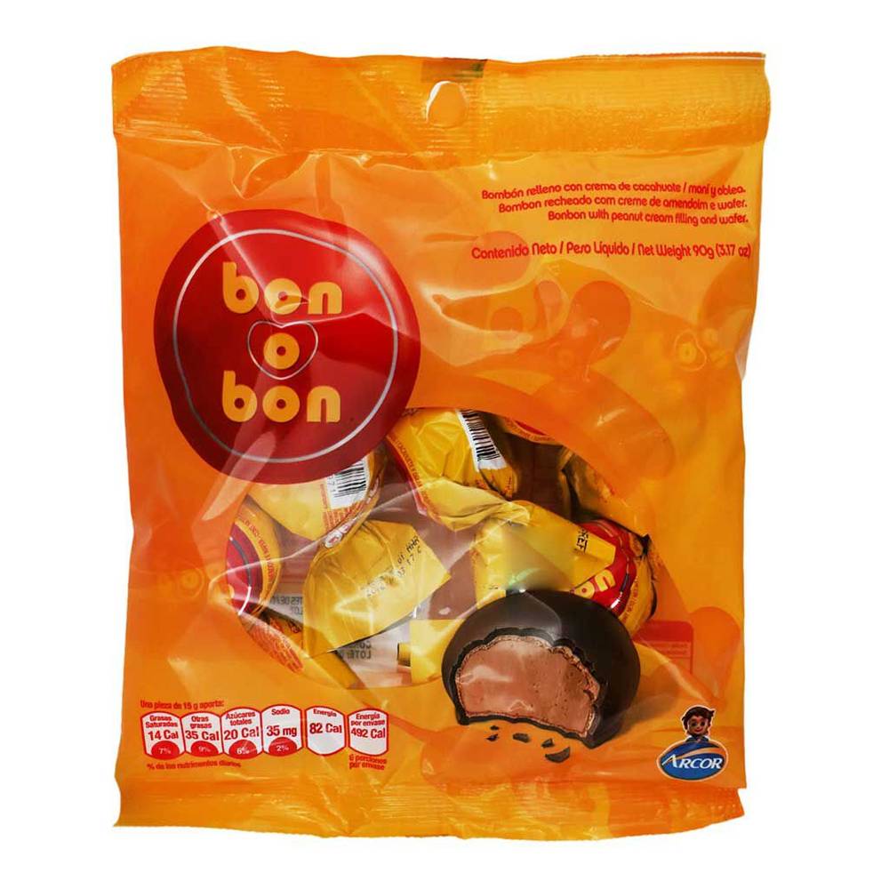 Bon o Bon · Chocolates rellenos de crema de cacahuate (90 g)