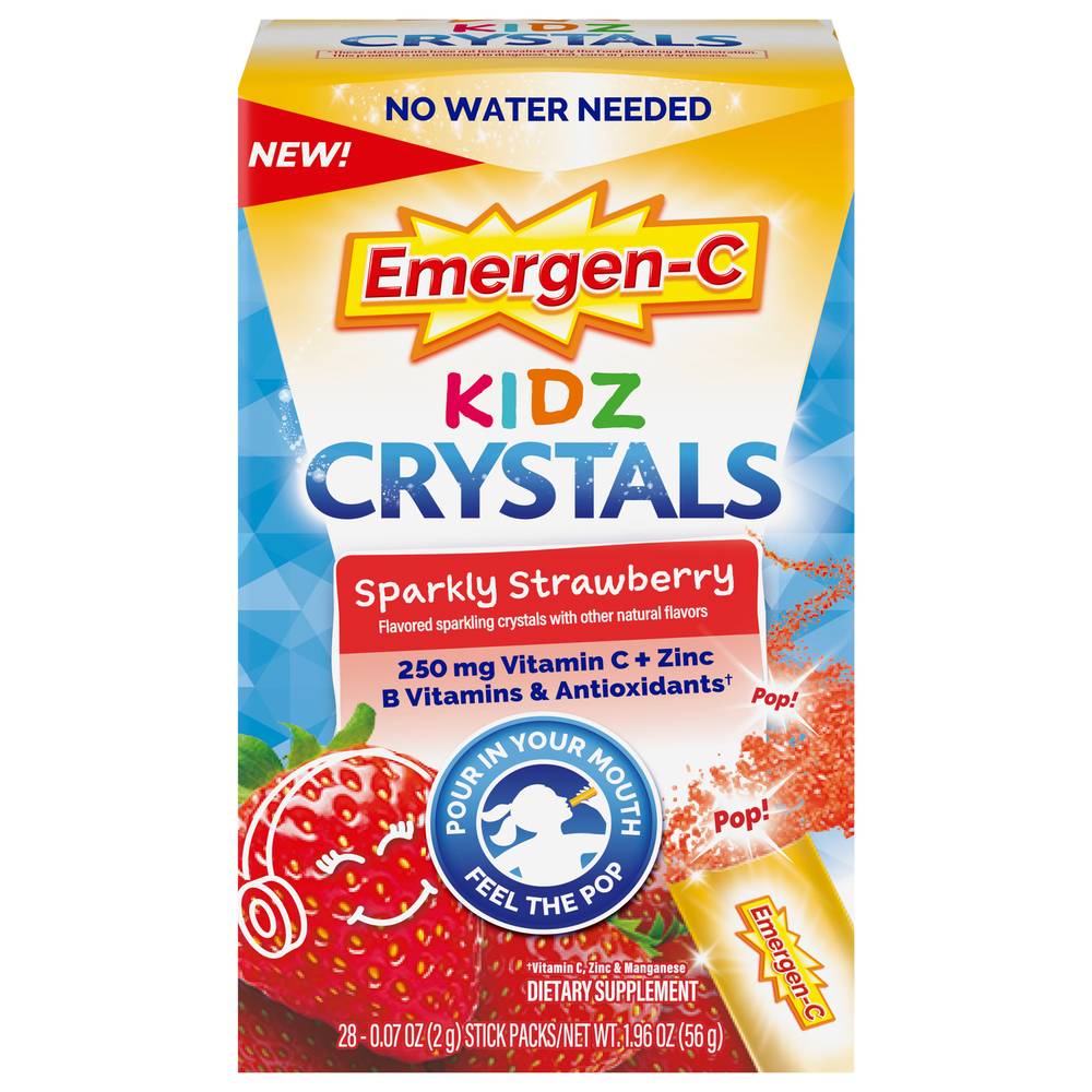 Emergen-C Kidz Crystals Vitamin C Supplement, Strawberry (1.96 oz, 28 ct)