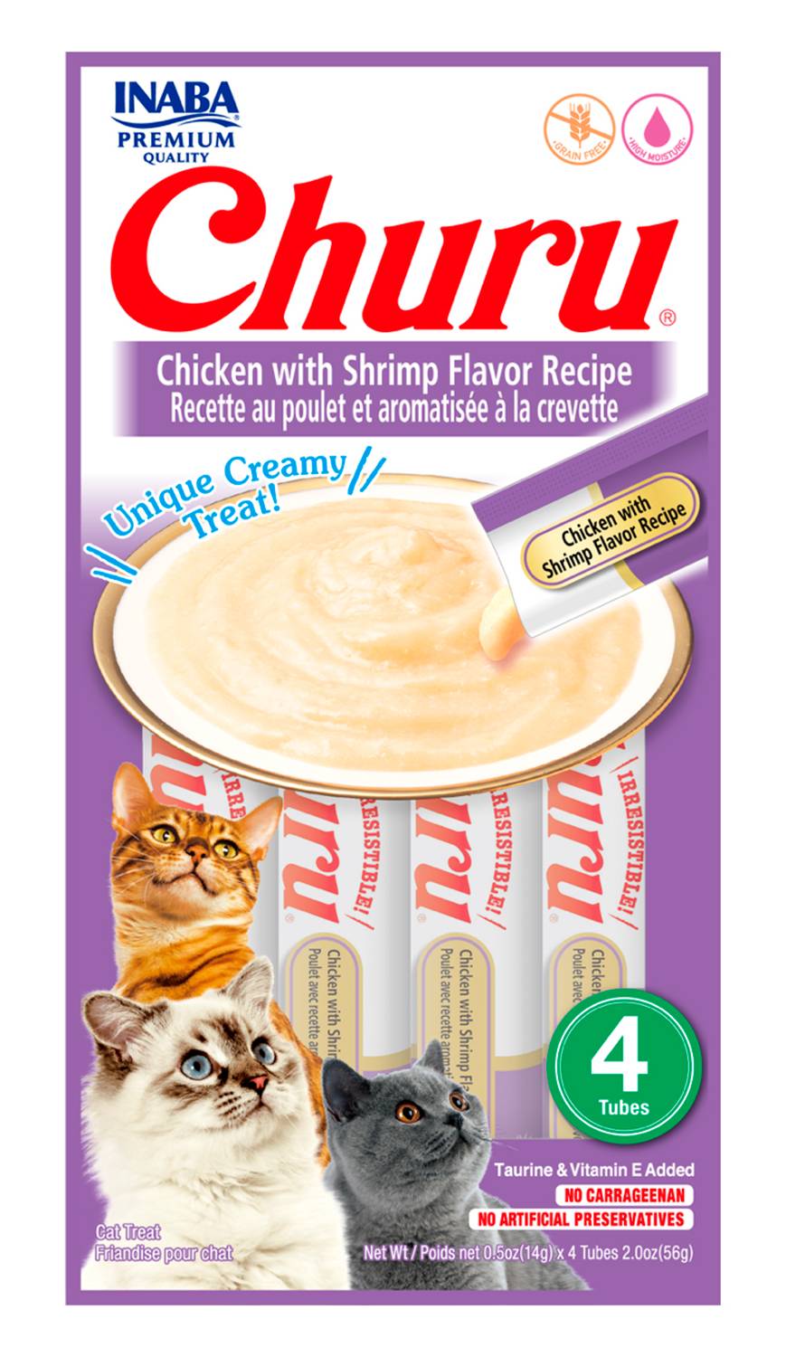 Churu · Alimento húmedo para gatos - Pollo - Camarón (4 x 14 g)