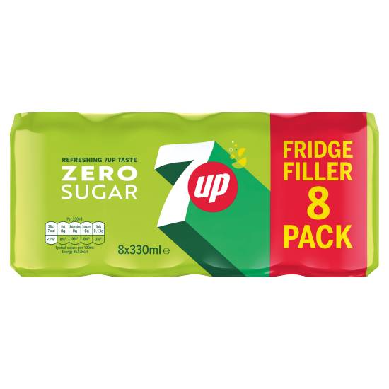 7Up Zero Sugar Free Soft Drink (8 pack, 330 ml) (lemon-lime)