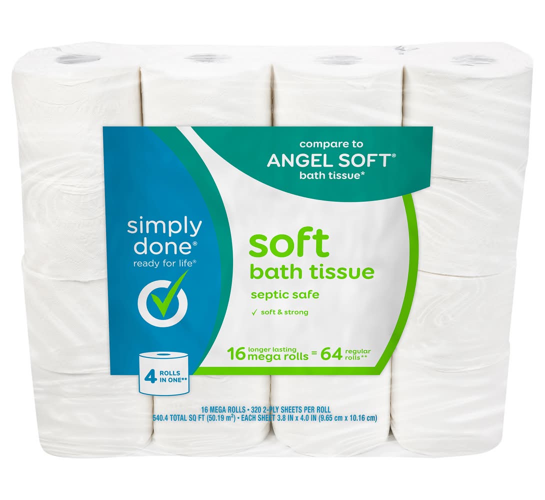 Simply Done Soft Bath Tissue, 3.8x4 in (16 ct)
