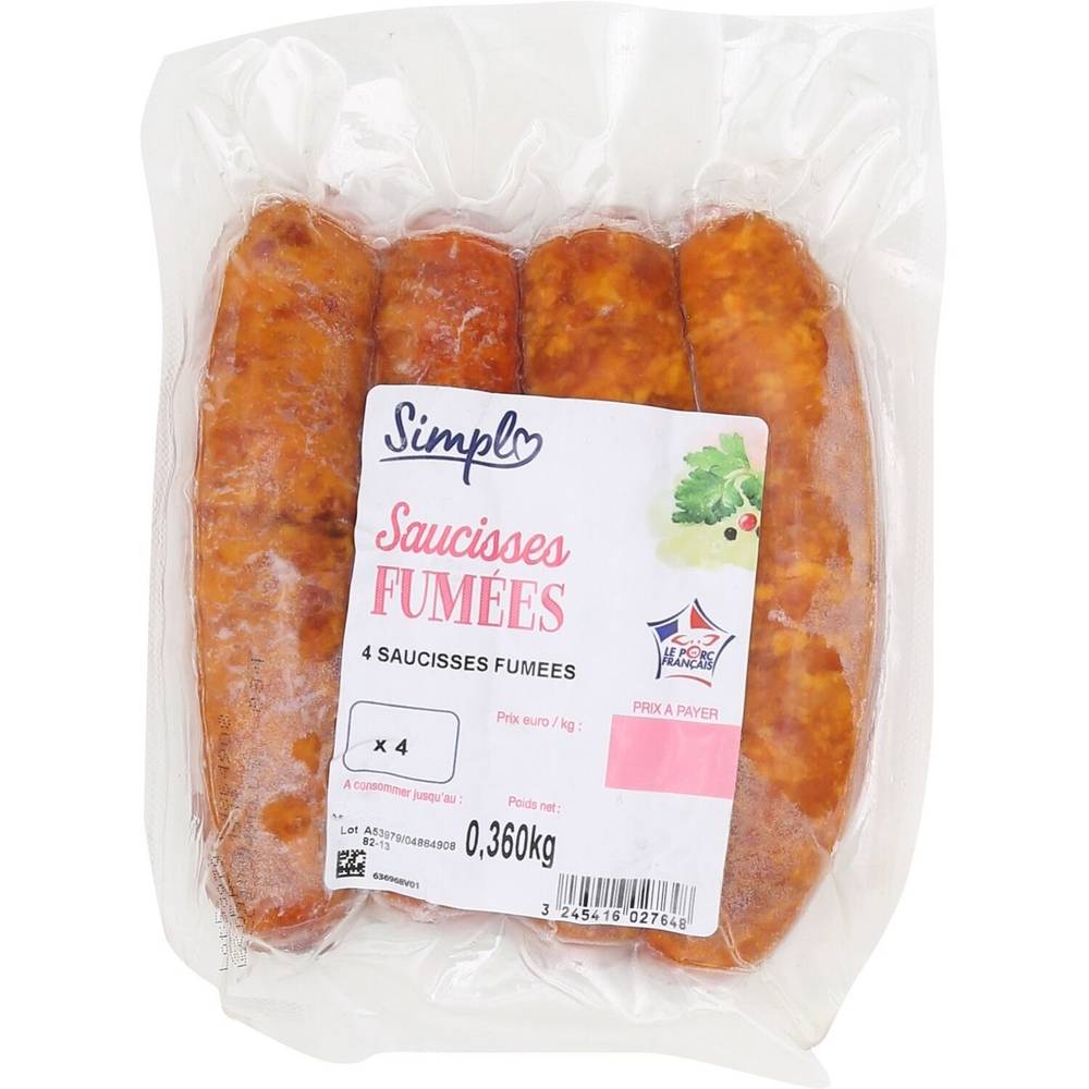 Simpl - Saucisses fumées (4 pièces)