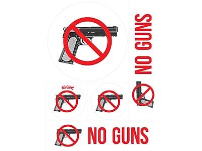 Garvey No Guns Indoor/Outdoor Wall Signs, Multi Colors, 5/Pack (098378)